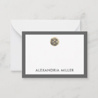 Minimal Elegant Gold Emblem Name White Grey