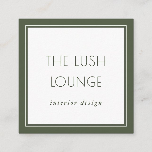 Minimal Elegant Green Frame Border Business Card (Front)
