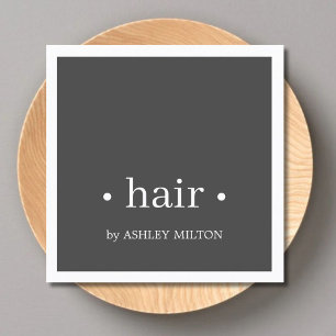 Minimal Elegant Grey White Hairstylist  Square Business Card