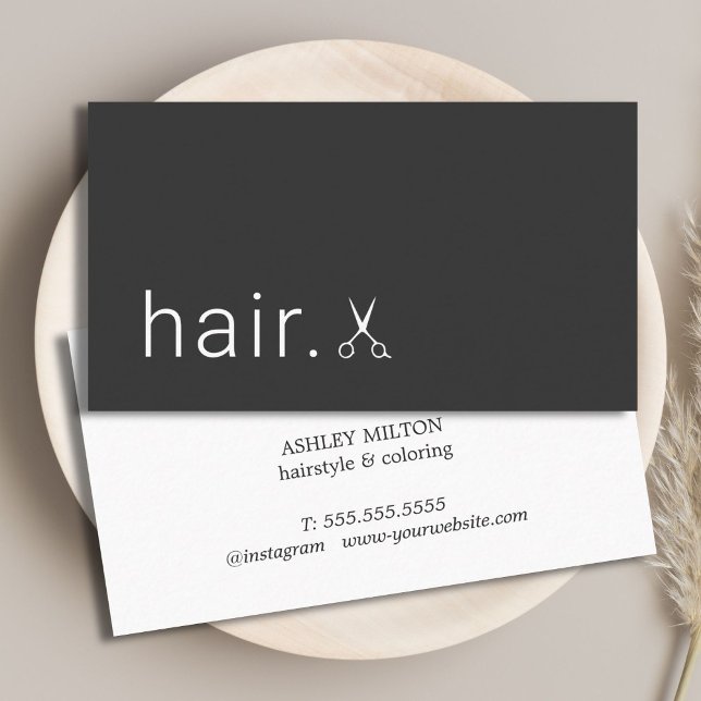 Minimal Elegant Grey White Scissors Hairstylist Business Card (Creator Uploaded)