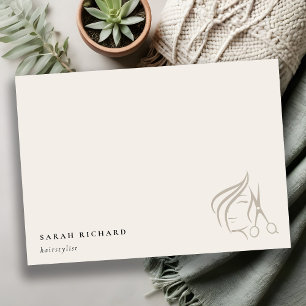 Minimal Elegant Hairstylist Ivory Hair Scissor Card