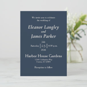 Minimal Elegant Harbour Blue Invitation
