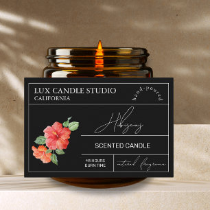 Minimal Elegant Hibiscus Candle Jar Label