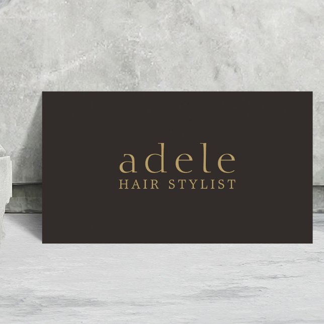 Minimal Elegant Ivory Black Golden Hair Stylist Business Card (Creator Uploaded)