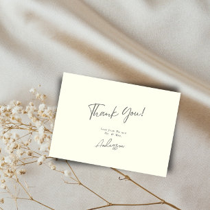 Minimal Elegant Ivory Handwritten Script Wedding Thank You Card