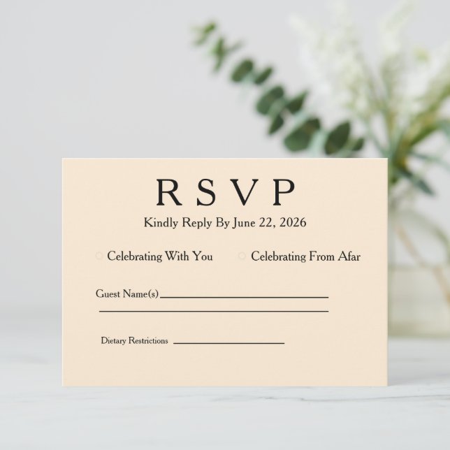Minimal Elegant Ivory RSVP Card (Standing Front)