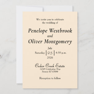 Minimal Elegant Ivory Wedding Invitation