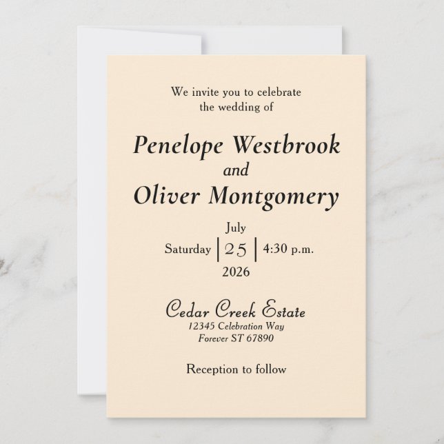 Minimal Elegant Ivory Wedding Invitation (Front)