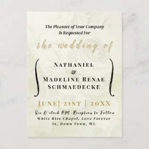 Minimal Elegant Ivory Wedding Invitation Postcard. Postcard