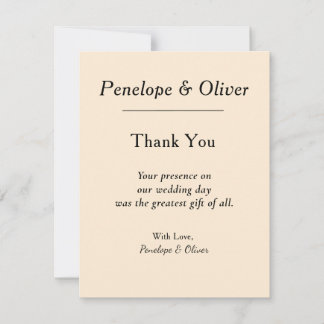 Minimal Elegant Ivory Wedding Thank You Card
