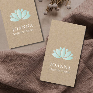 Minimal Elegant Kraft Blue Lotus Yoga Business Card
