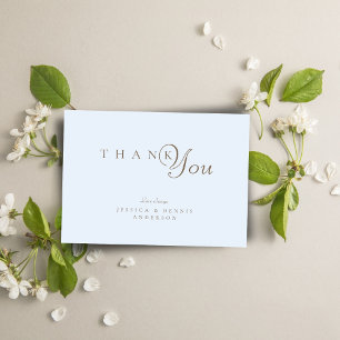 Minimal Elegant Light Blue Typography Wedding Thank You Card