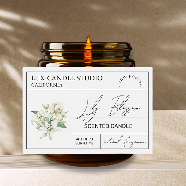 Minimal Elegant Lily Candle Jar Label (Creator Uploaded)