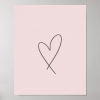 Minimal Elegant Line Art Heart Wedding Blush Pink
