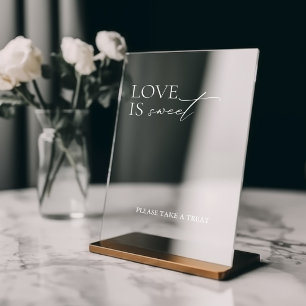 Minimal Elegant Love is Sweet Wedding Acrylic Sign