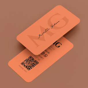 Minimal Elegant Marine Coral Modern Monogram  Business Card