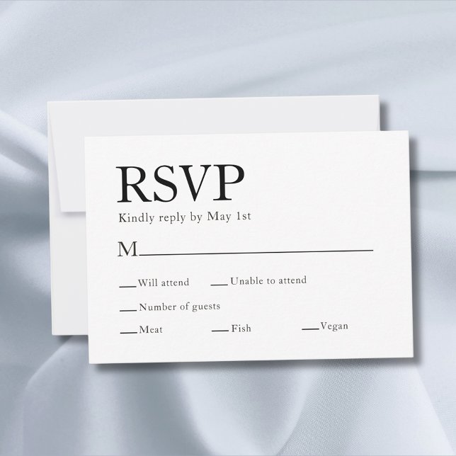 Minimal Elegant Meal Choice White Wedding RSVP Card (Minimal Elegant Meal Choice White Wedding RSVP Card
)