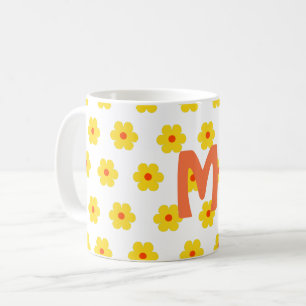 minimal elegant modern daisy monogram  coffee mug