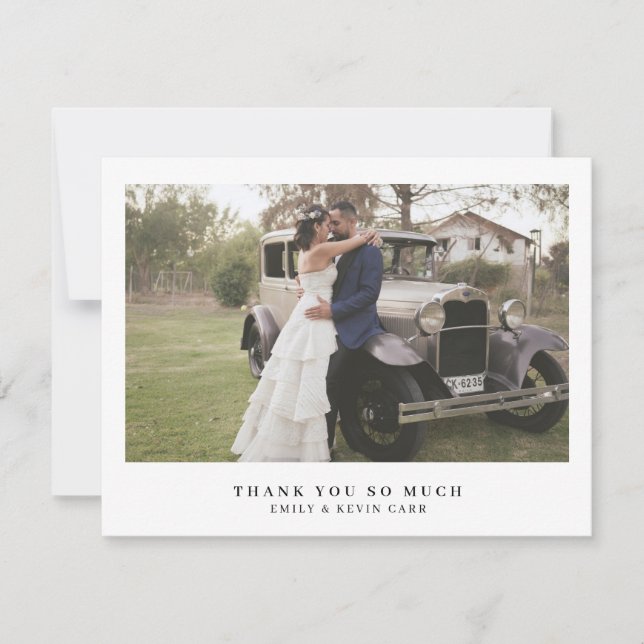 Minimal Elegant Modern Photo Simple Wedding Thank You Card (Front)