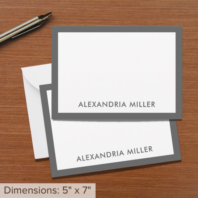 Minimal Elegant Monogram Name White Grey 5x7 Card (Creator Uploaded)