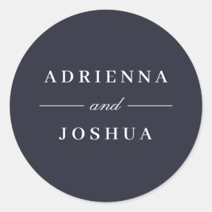 Minimal Elegant Monogram Wedding Classic Round Sticker