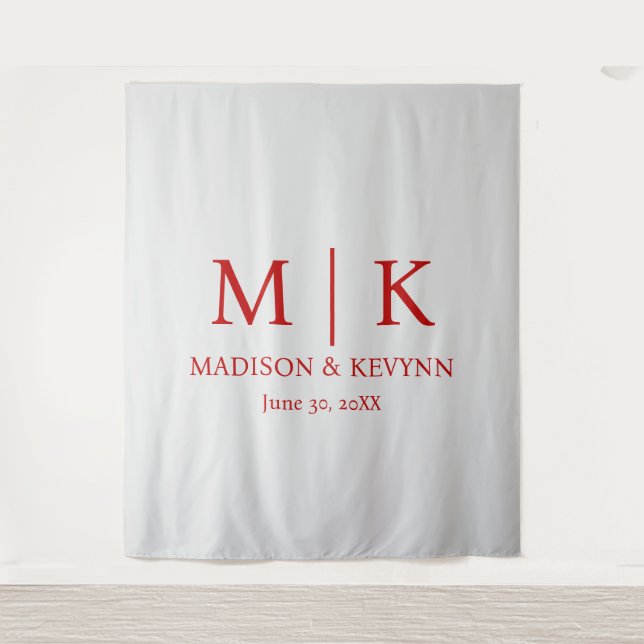 Minimal & Elegant  Monogram Wedding Tapestry (Front)