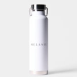 Minimal Elegant Name Wedding White Water Bottle<br><div class="desc">Personalise this elegant minimalist style water bottle with your custom name.</div>