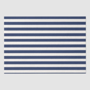Minimal Elegant Navy Blue White Stripes Tissue Paper
