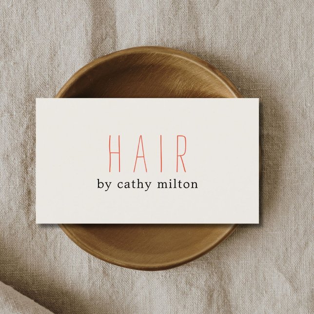 Minimal Elegant Off-White Red Hair Stylist Business Card (Creator Uploaded)