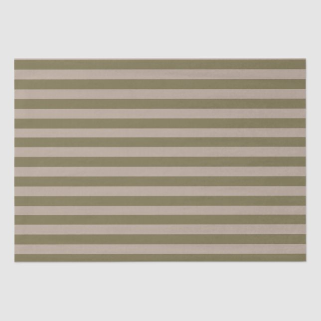 Minimal Elegant Olive Green Beige Stripes Tissue Paper (Front)