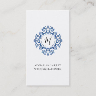 Minimal Elegant Ornamental Frame Monogram  Business Card