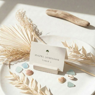 Minimal Elegant Palm Tree Wedding Place Cards
