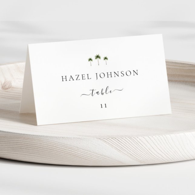 Minimal Elegant Palm Tree Wedding Place Cards (Creator Uploaded)