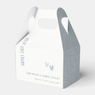 Minimal Elegant Pastel Dusky Blue Hearts Wedding Favour Box