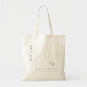 Minimal Elegant Pastel Dusky Blue Hearts Wedding Tote Bag