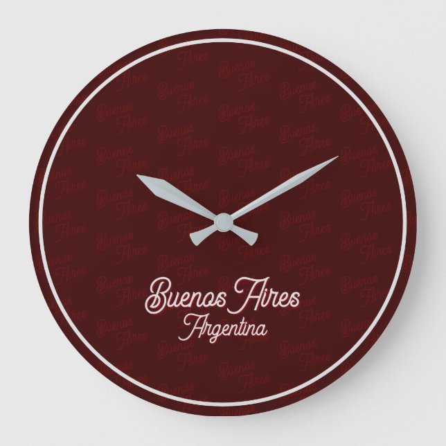 Minimal, Elegant, Pattern Buenos Aires, Argentina Large Clock (Front)