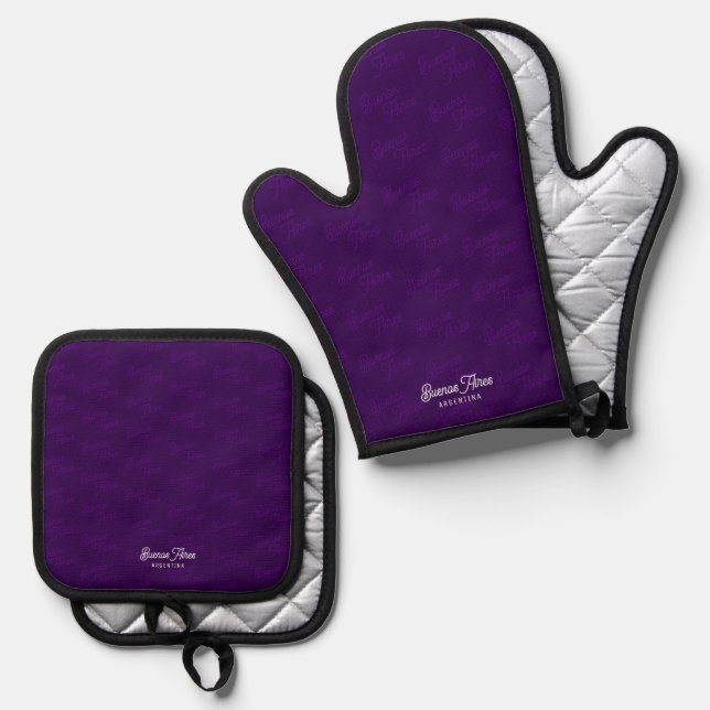 Minimal, Elegant, Pattern Buenos Aires, Argentina Oven Mitt & Pot Holder Set (Front/Back)