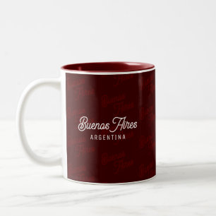 Minimal, Elegant, Pattern Buenos Aires, Argentina Two-Tone Coffee Mug