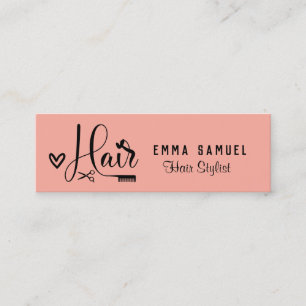 Minimal Elegant Peach Coral Hairstylist Mini Business Card