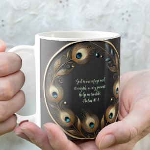 Minimal Elegant Peacock Feathers Customisable Coffee Mug