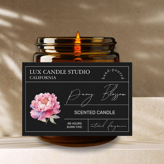 Minimal Elegant Peony Candle Jar Label (Creator Uploaded)