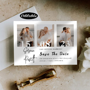 Minimal Elegant Photo Collage Save The Date  Invitation