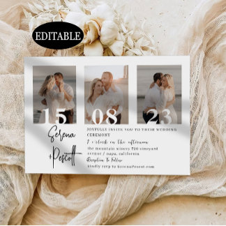 Minimal Elegant Photo Collage Wedding Invitation