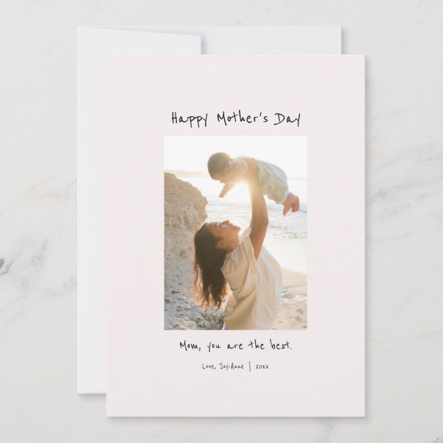 Minimal Elegant Photo Happy Mother's Day Card (Front)