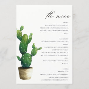 Minimal Elegant Potted Cactus Green Foliage Menu