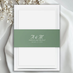 Minimal, Elegant, Powder Green, Invitation Belly Band