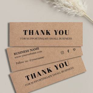 Minimal Elegant Printed Cardboard White Thank You Mini Business Card
