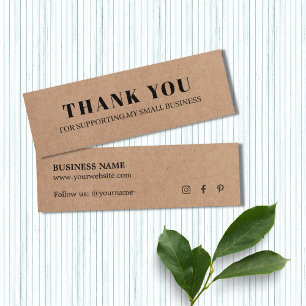 Minimal Elegant Printed Cardboard White Thank You  Mini Business Card