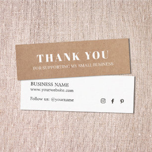 Minimal Elegant Printed Cardboard White Thank You Mini Business Card
