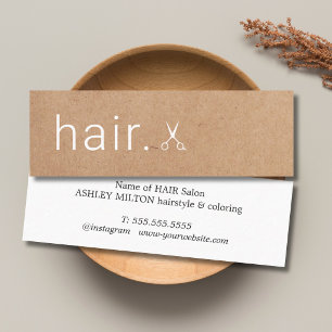Minimal Elegant Printed Kraft Scissors Hairstylist Mini Business Card